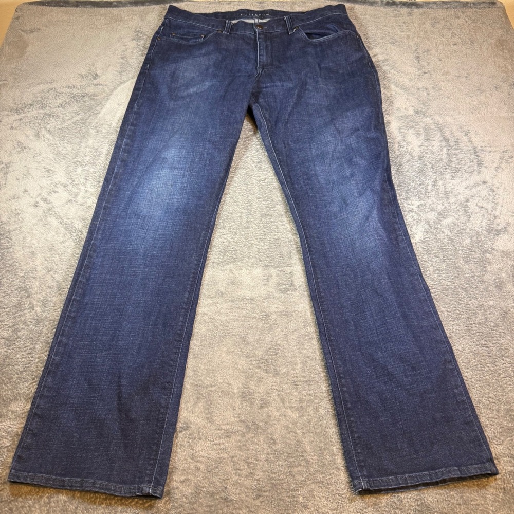 Mott & Bow Mens Straight Leg Jeans Dark Wash Indigo‎ Blue Stretch W35 L32